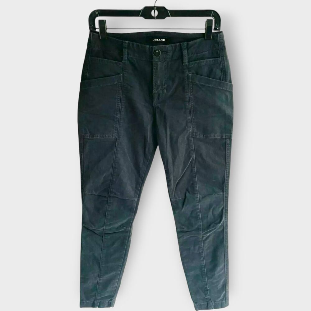 J Brand Byrnes Jeans Skinny Cargo Chrome Charcoal Grey Zipper Ankle Size 26